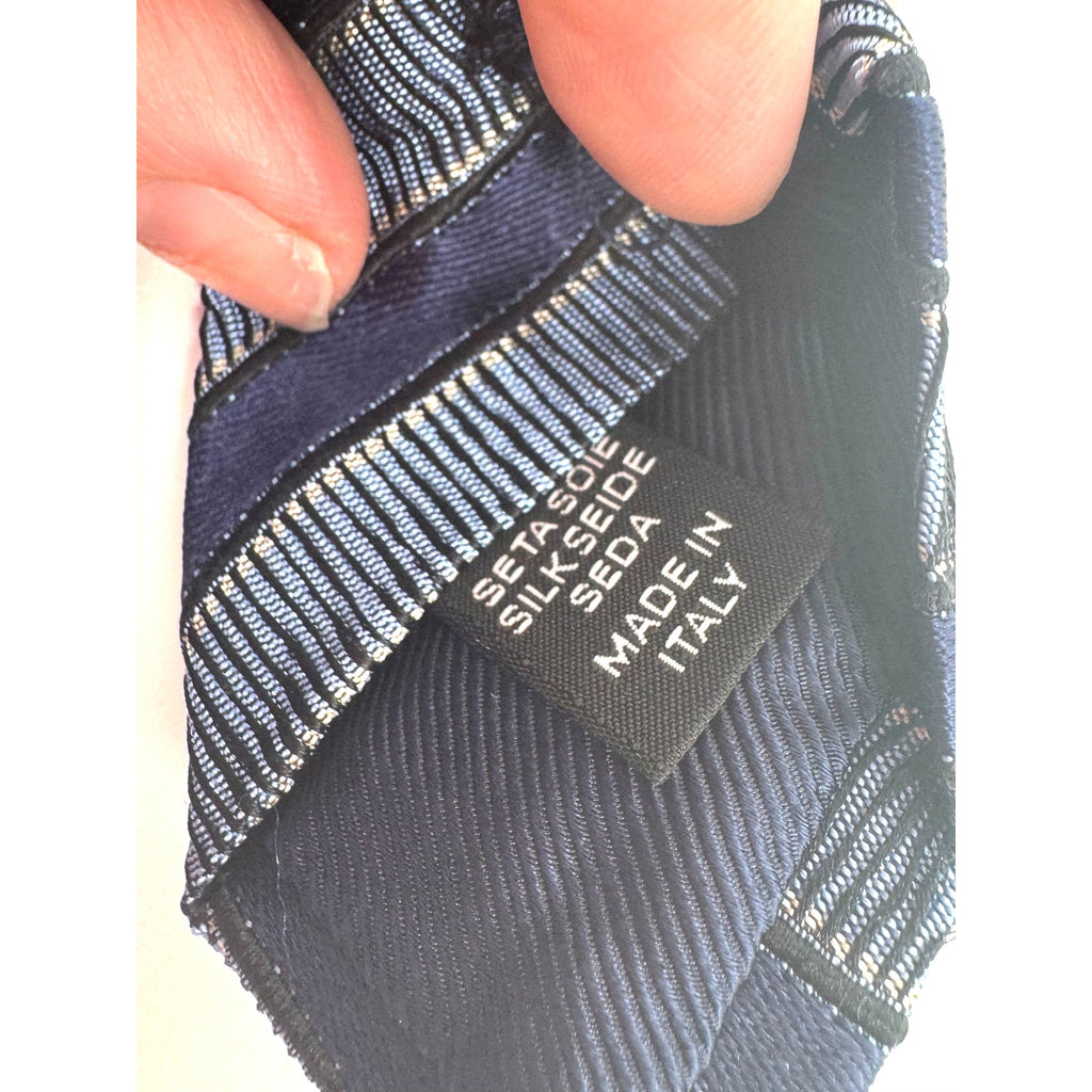 Ermenegildo Zegna Men's Blue Striped Silk Tie Made in Italy