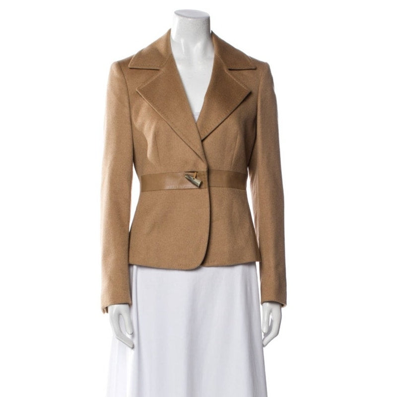 Women's Max Mara Neutral Camel Hair Blazer Jacket Size M / US 8