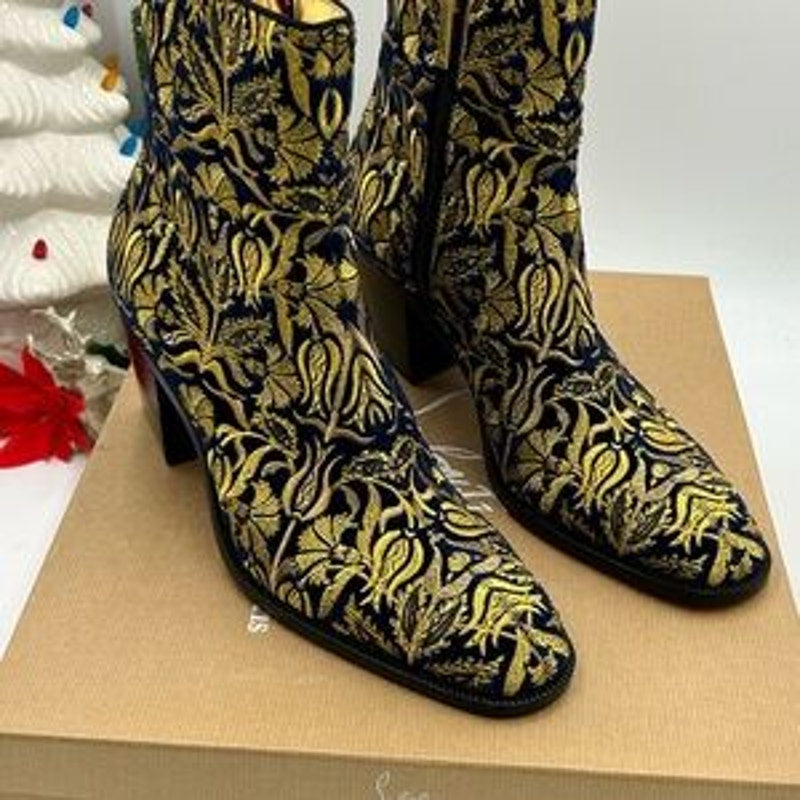 Christian Louboutin Mens LOUBI mystery OMERIC velvet with gold embroidery 42