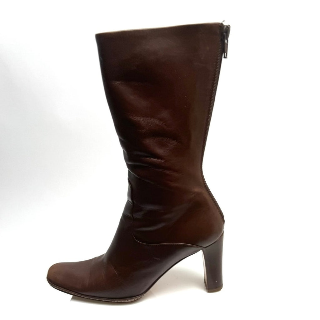 Jil Sander Brown Leather Zip-Up Heel Boots – Size 36 / US 6 – Made in Italy