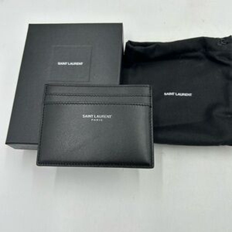 Saint Laurent Paris, credit card case in smooth black leather made in Italy