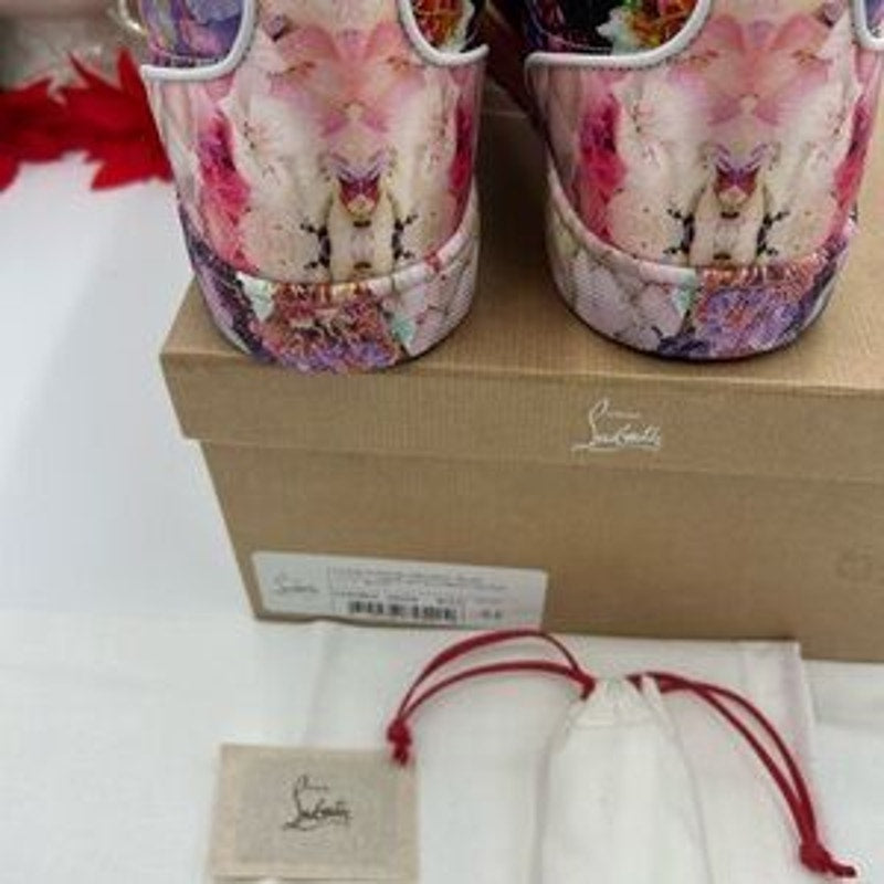 Men's Christian Louboutin Oblato flat low top floral sneakers size 44 made Italy