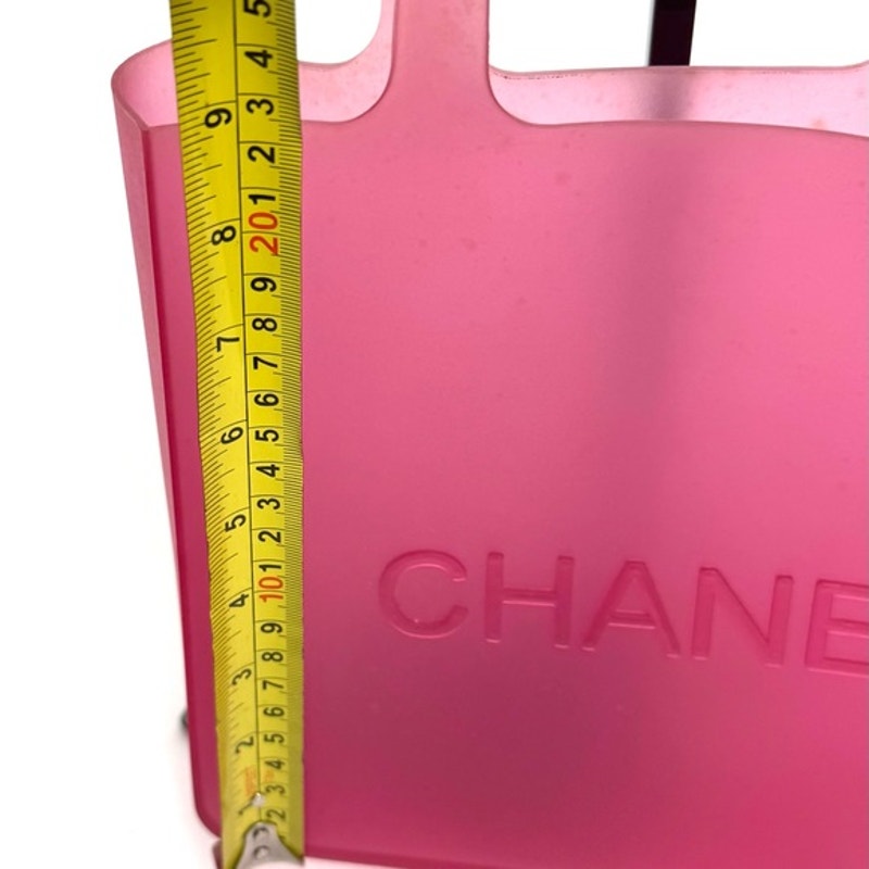 Chanel Pink Tote w/ Silver detail on strap in a neoprene, rubber like material