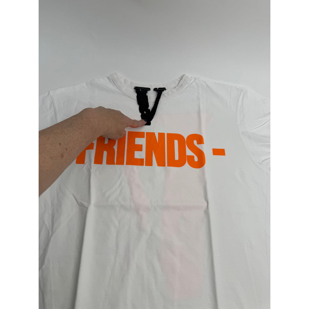 Men's Vlone x Friends NEW White and Orange Short Sleeve T-Shirt Size XL