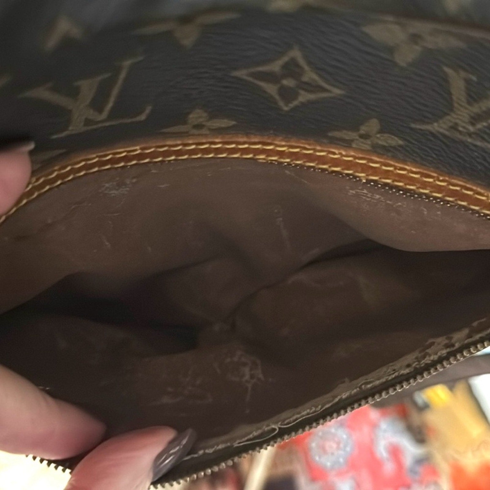 Louis Vuitton Brown Monogram Potomac top zip shoulder bag with adjustable strap