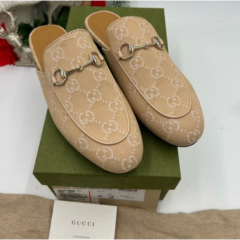 Women's Gucci GG canvas Princetown loafers size 39.5 made in Italy