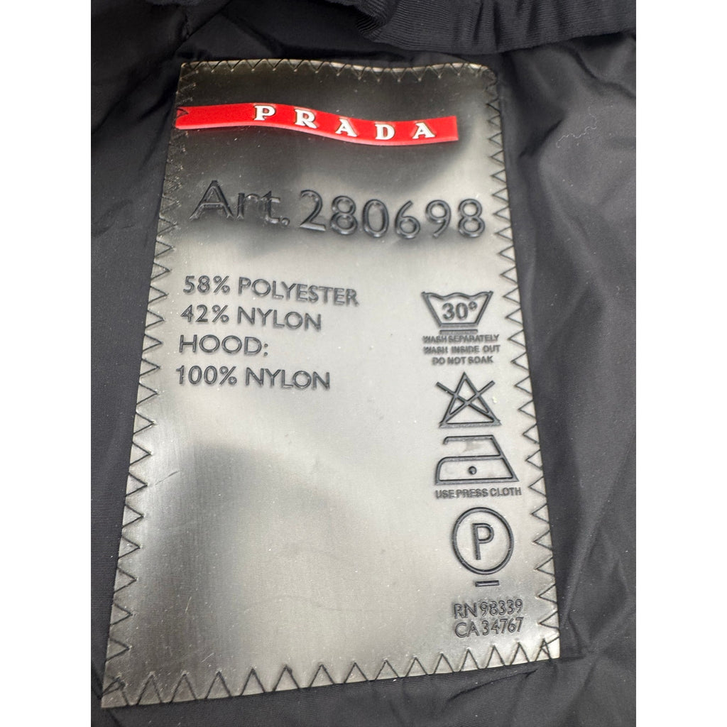 Prada Women’s Black Full Zip Stand Collar Jacket Long Coat – Size 42