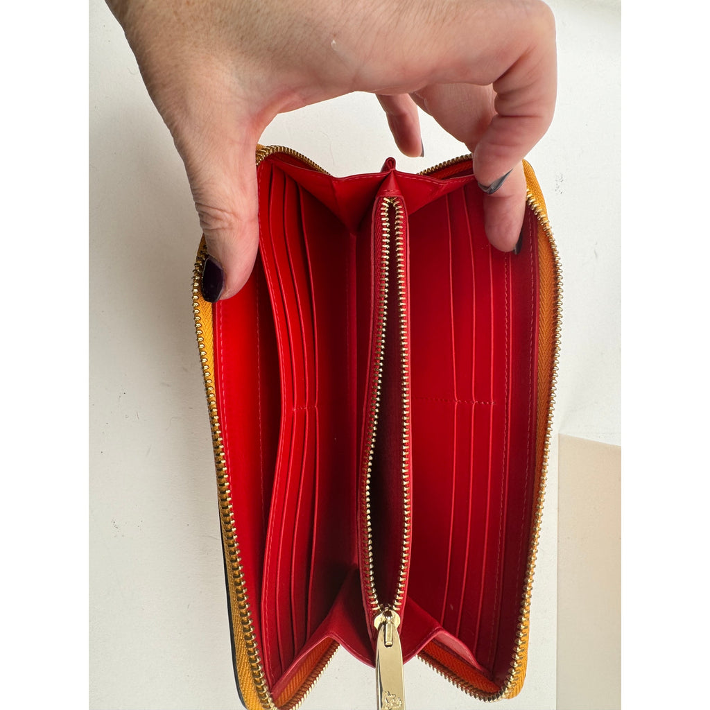 Christian Louboutin Yellow Multicolor Calfskin Panettone Spiked Zip Wallet