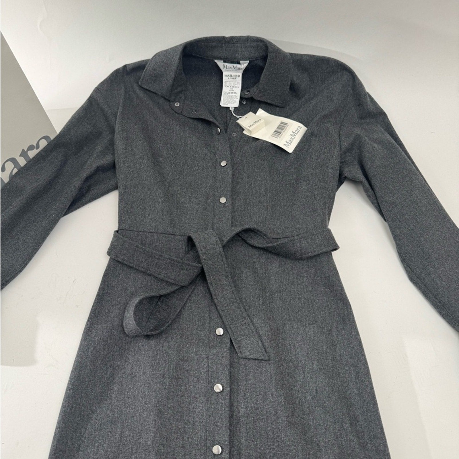MaxMara Charcoal Wool Blend Fabric