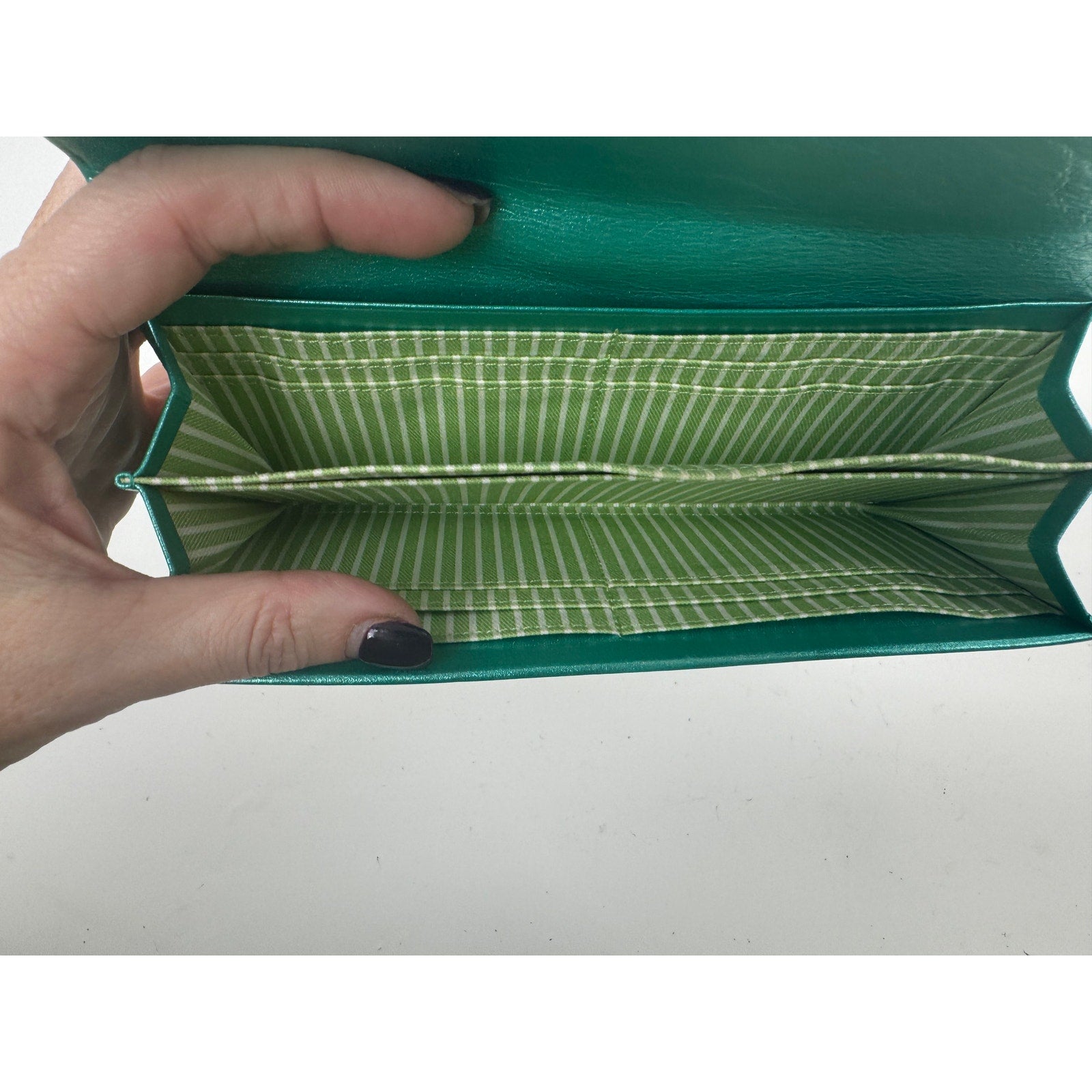 Charles Jorudan Blue Green Leather Kiss Lock Long Snap Wallet