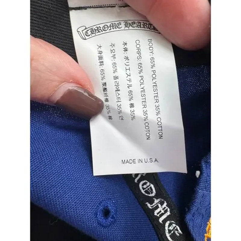 Men's Chrome Hearts Blue/Orange CH Cross Patch Baseball Trucker Hat