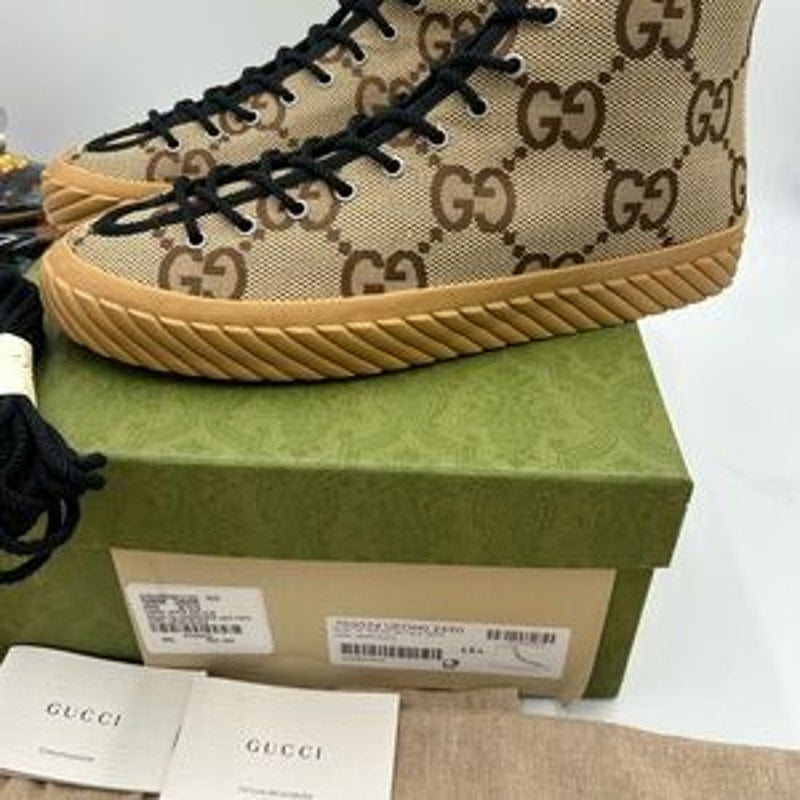 Men's Gucci, maxi GG high top canvas sneakers size 12.5 made in Spain