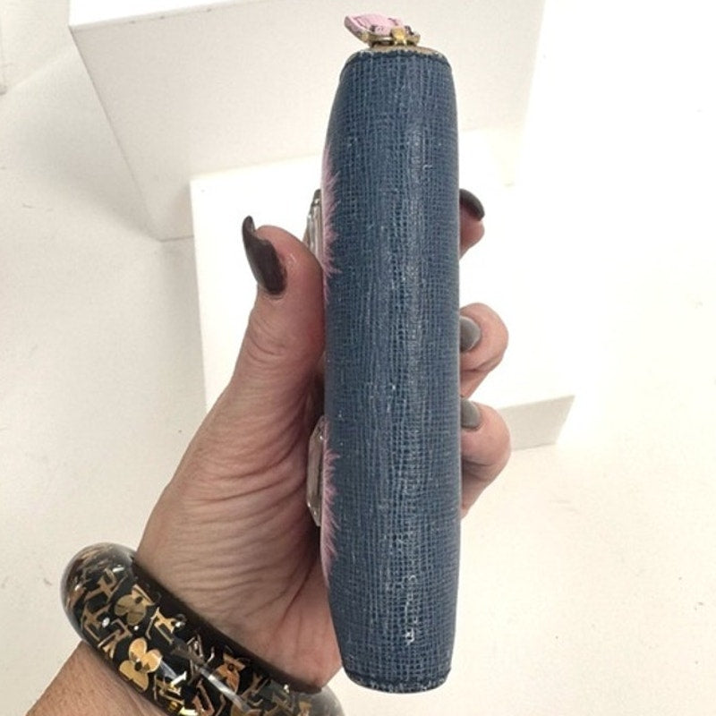 Fendi monster compact wallet, Zeid around blue fuchsia white with crystal eyes