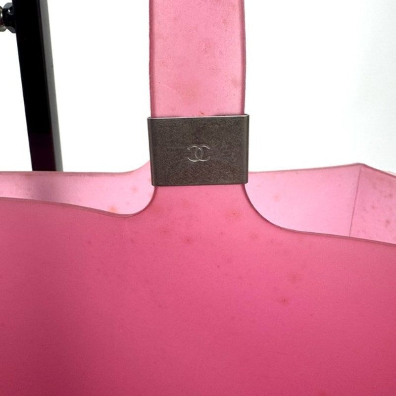 Chanel Pink Tote w/ Silver detail on strap in a neoprene, rubber like material
