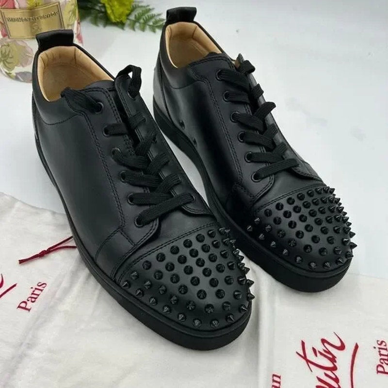 Men's Christian Louboutin, Louis Jr spiked sneakers size 47 made in Italy