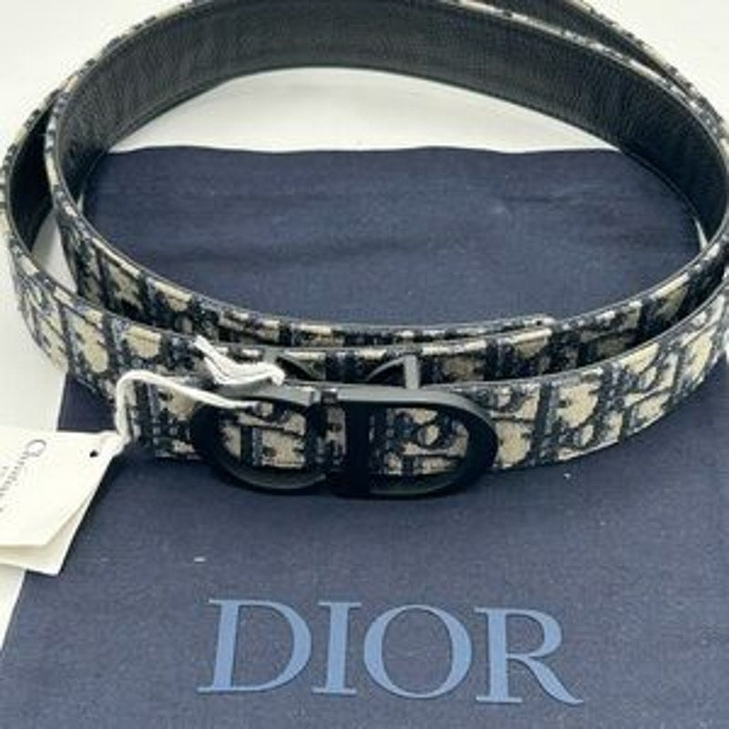 Men's Dior oblique jacquard reversible belt size 120 cm/46 inches made in Italy