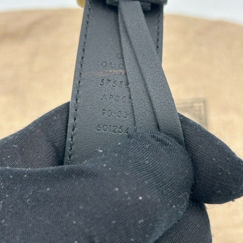 Men's Gucci double G black leather belt size 90 cm/36 inches made in Italy