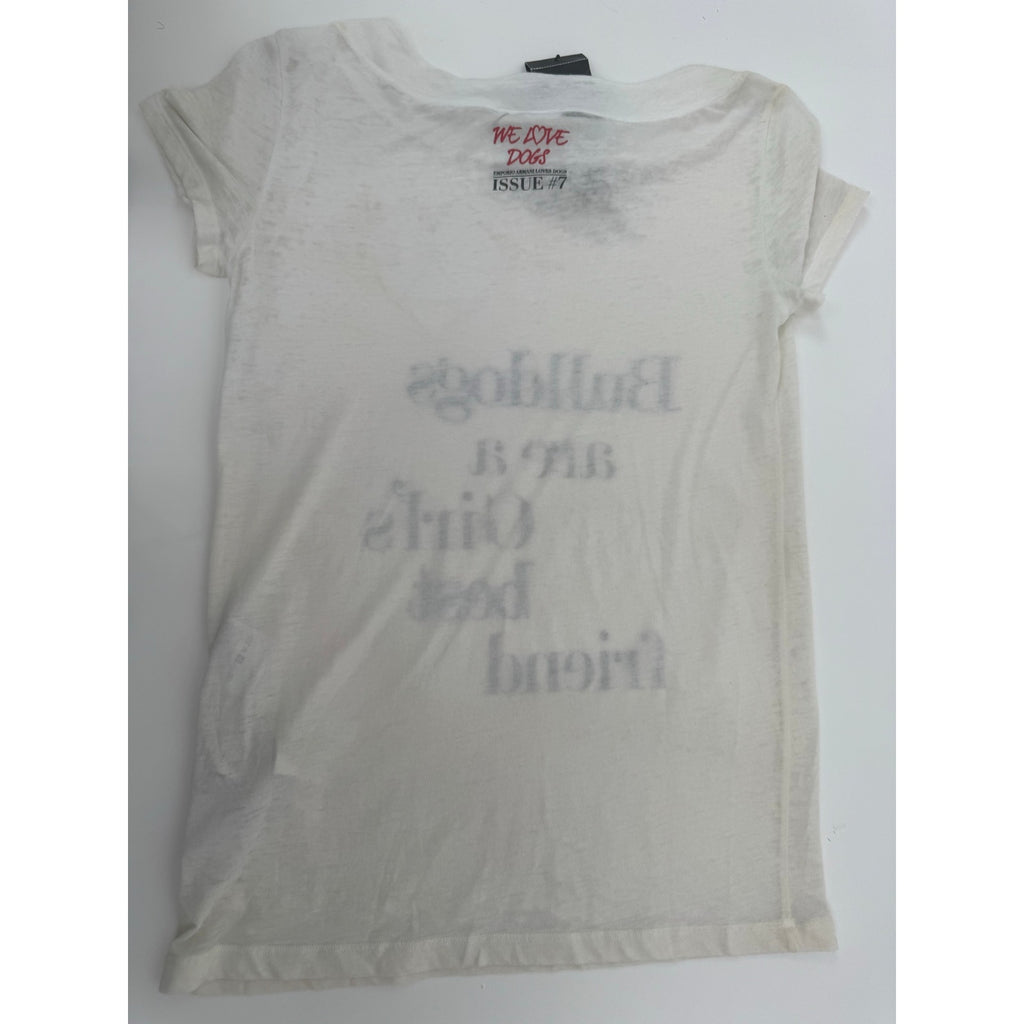 Emporio Armani “We Love Dogs” Issue #7 Bulldog Graphic Tee – NWT – Size 38