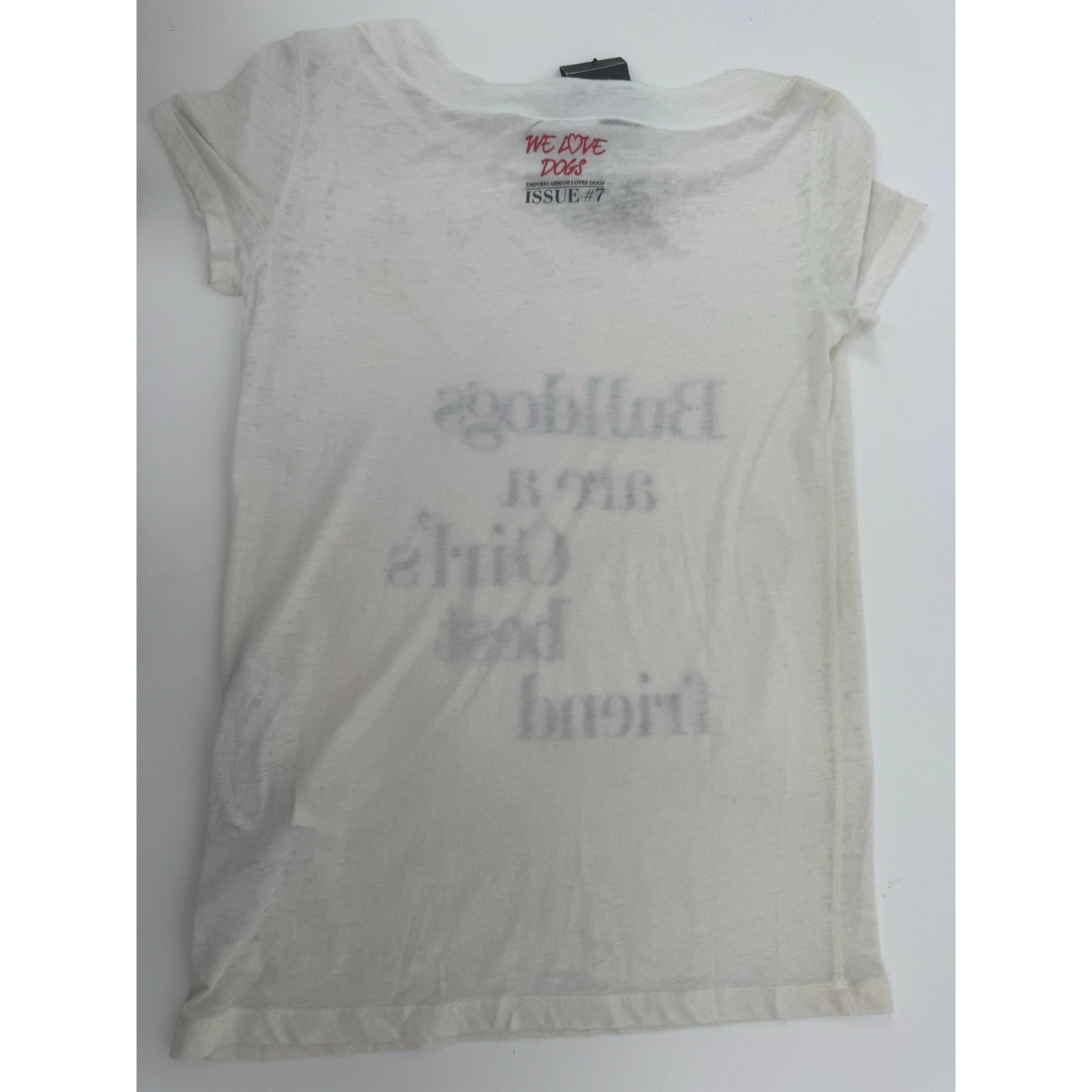 Emporio Armani “We Love Dogs” Issue #7 Bulldog Graphic Tee – NWT – Size 38