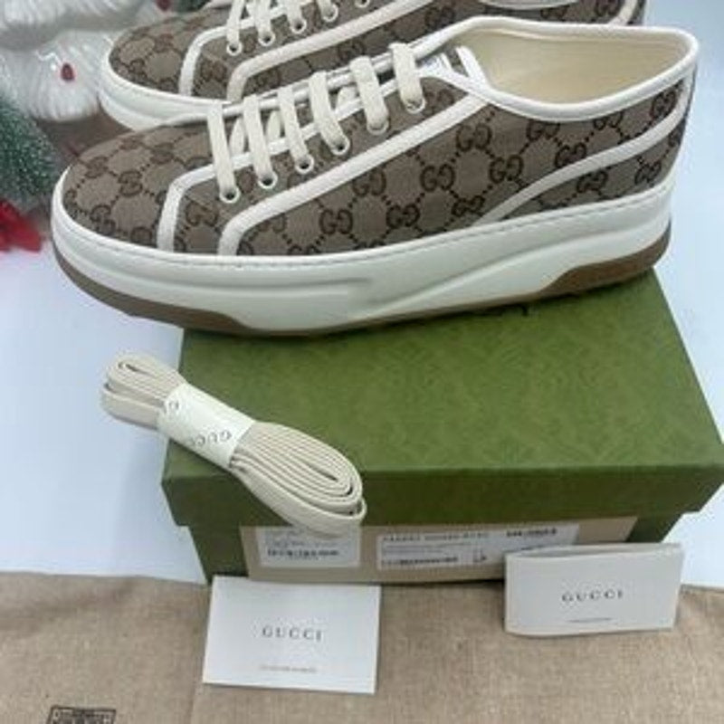 Gucci Brown GG Monogram low top platform Sneakers size 11 made in Italy