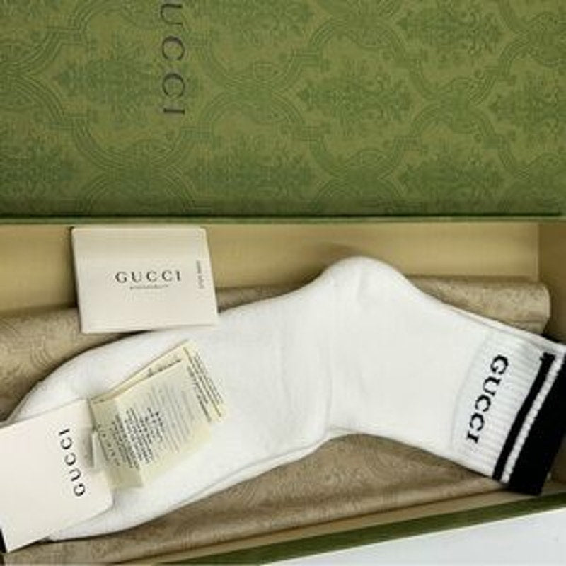 Gucci unisex logo imtarsia stretch, cotton blend socks size large