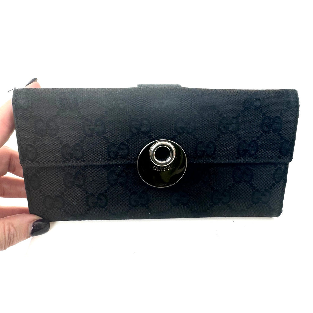 Gucci Black Nylon Canvas Tom Ford Era Monogram Continental Long Wallet