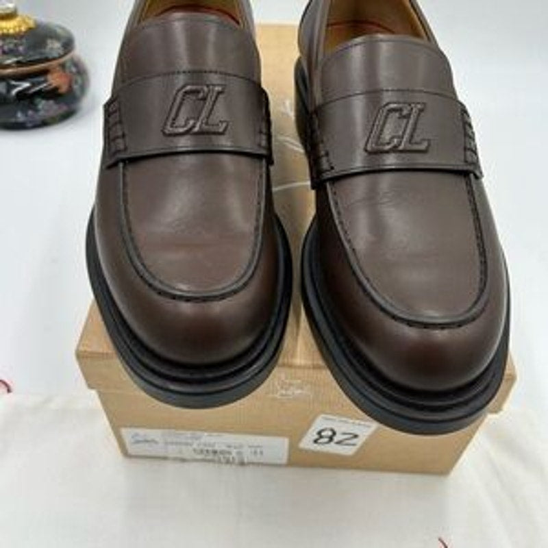 Men's Christian Louboutin Urbino moc Leather logo loafers size 41 made in Italy