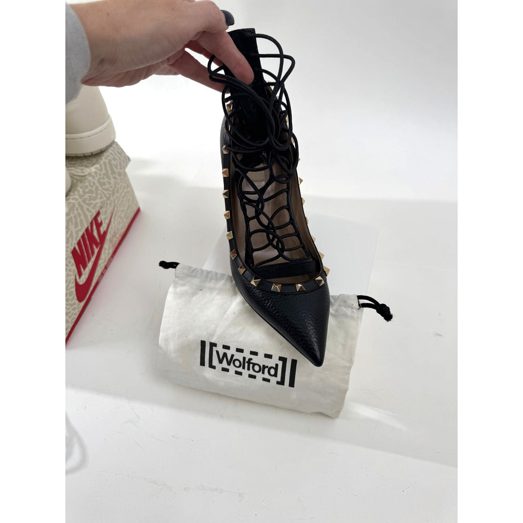 Women's Wolford Black Gladiator Lace Up Back Zip Shoe Inserts