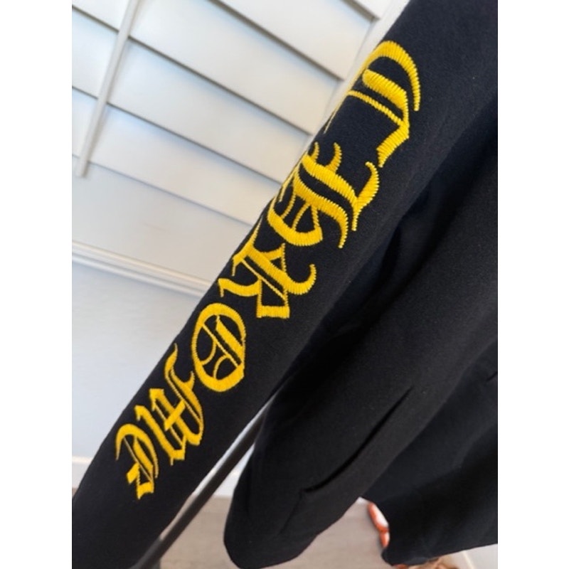 Men's Chrome Hearts Black Embroidered Sleeves 100% Cashmere Hoodie Size M