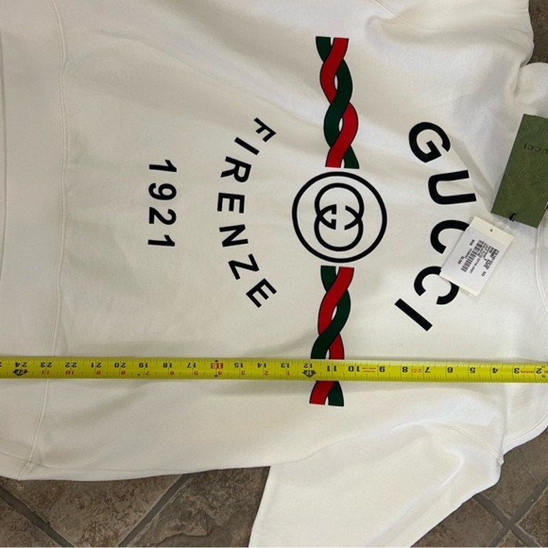 Men's Gucci FIRENZE 1921 cotton hoodie interlocking G/web stripe small/medium