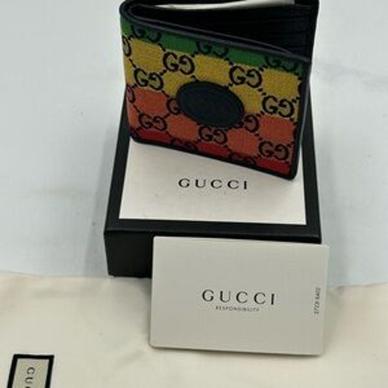 Gucci multicolor canvas/leather bifold wallet, made in Italy