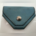 Hermes Blue silver front snap coin purse some wear