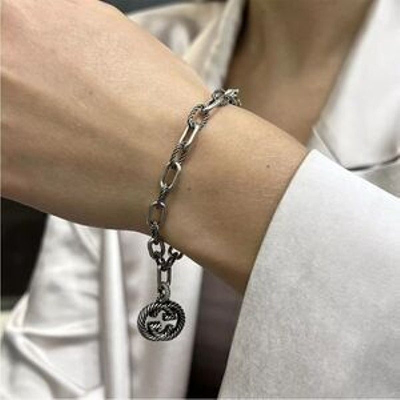 Women’s Gucci, interlocking G twisted charm sterling silver bracelet 925 Italy