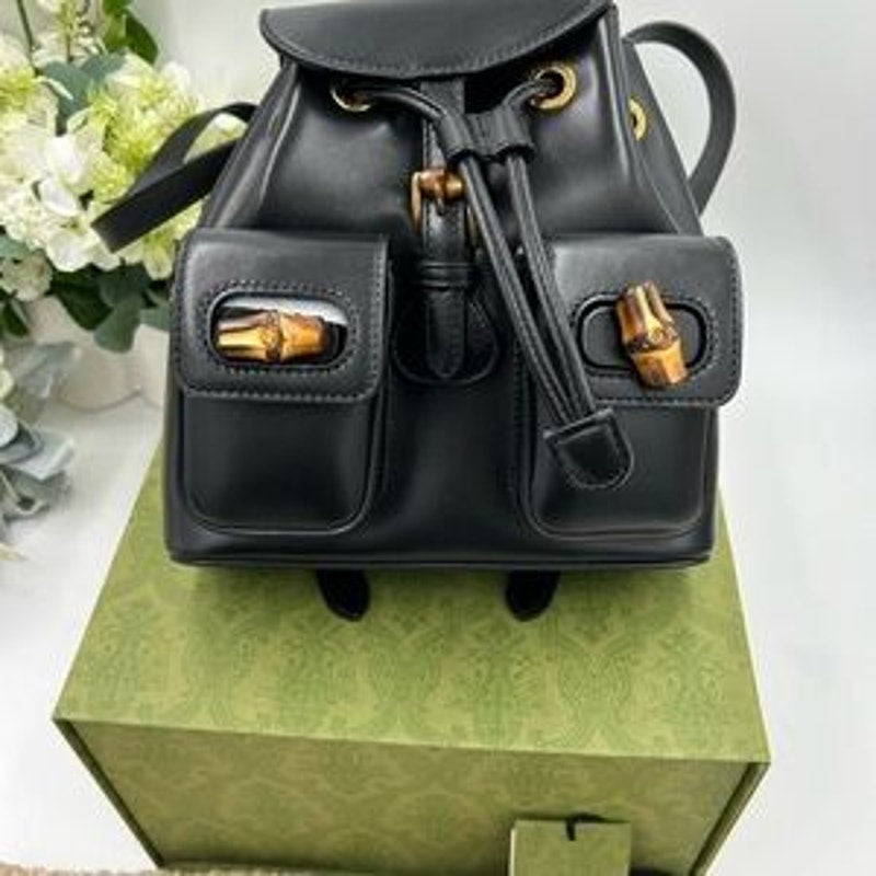 Gucci leather bamboo backpack made in Italy NWT