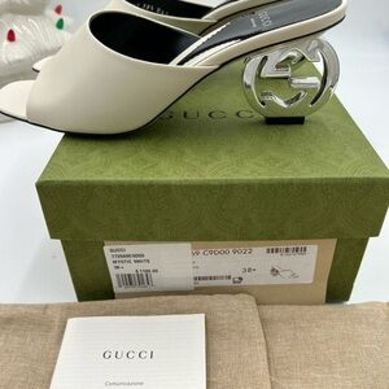 Women's Gucci interlocking G leather sandals size 38.5 made in Italy