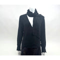 Barbara Bui NWT Black 100% Silk Necktie Designer Blouse Size 38 / US 6