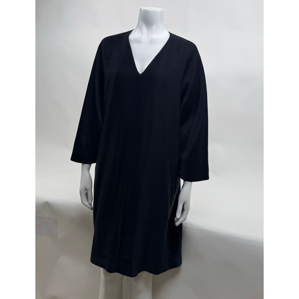 The Row Women's Black V-Neck Long Sleeve Sheath Dress Size M