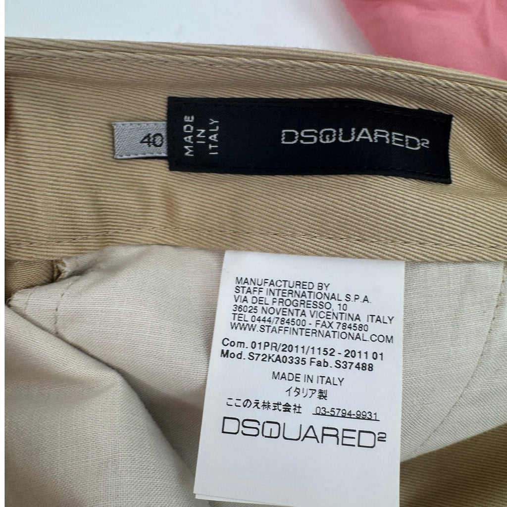 DSQUARED2 NWT Khaki 100% Cotton Pants Size 40 Made in Italy