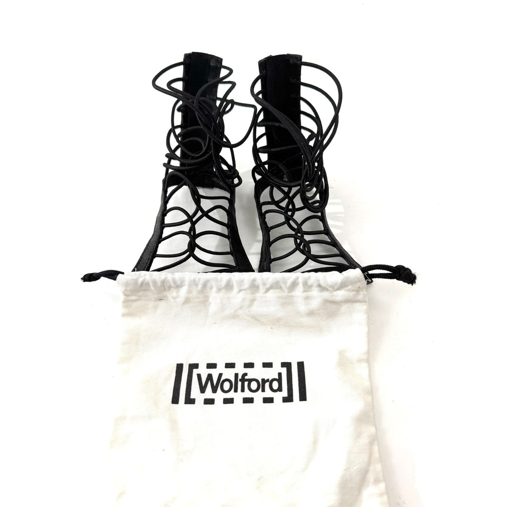Women's Wolford Black Gladiator Lace Up Back Zip Shoe Inserts