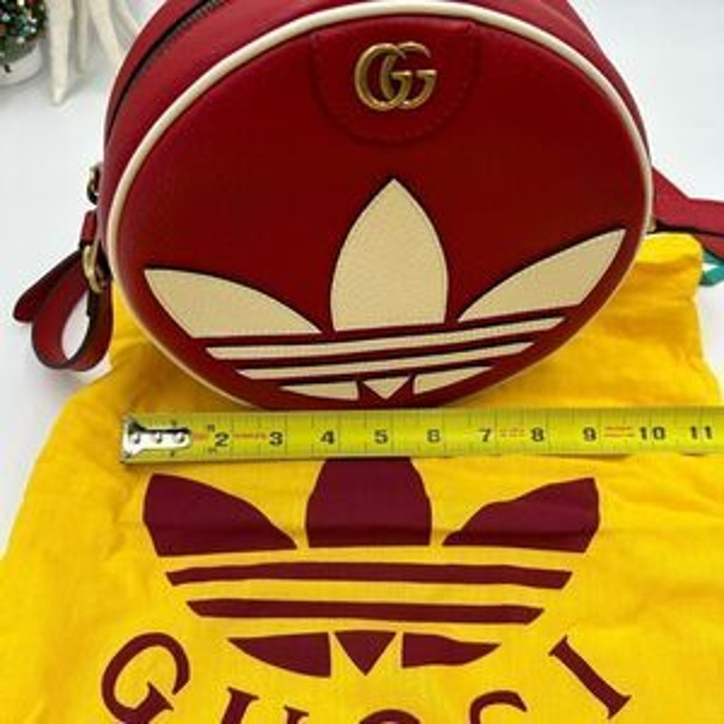 Women’s Gucci X Adidas, GG Marmont round leather shoulder bag made in Italy