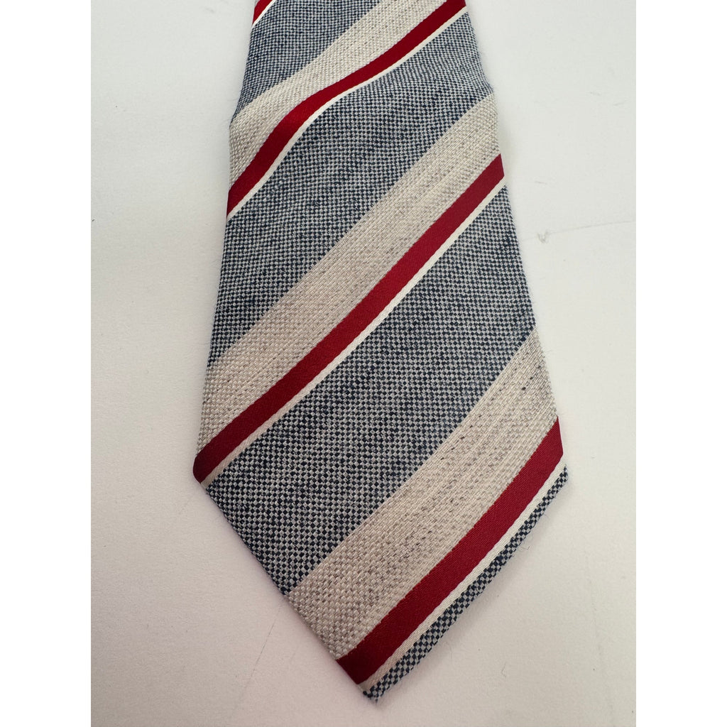 Mattabisch Napoli Striped Multicolor Silk Linen Blend Tie Made in Italy