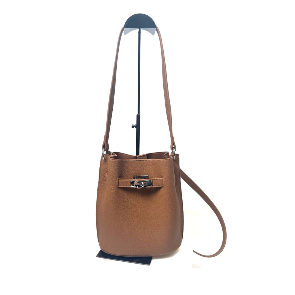 Brown Leather 3-Way Multi-Functional Bag - Crossbody, Tote & Shoulder with Charm