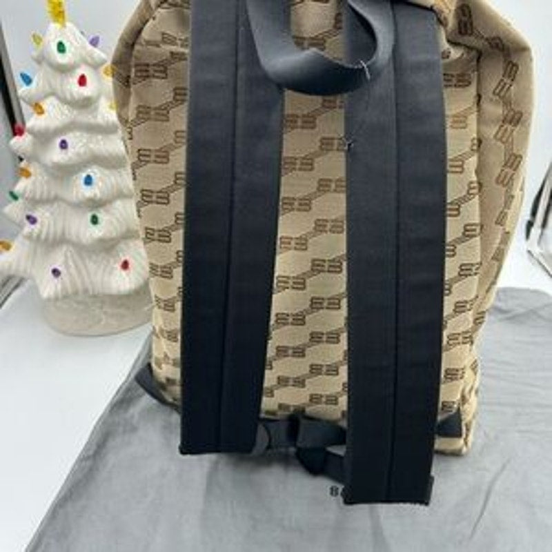 Unisex Balenciaga signature backpack in beige BB monogram coated canvas Italy