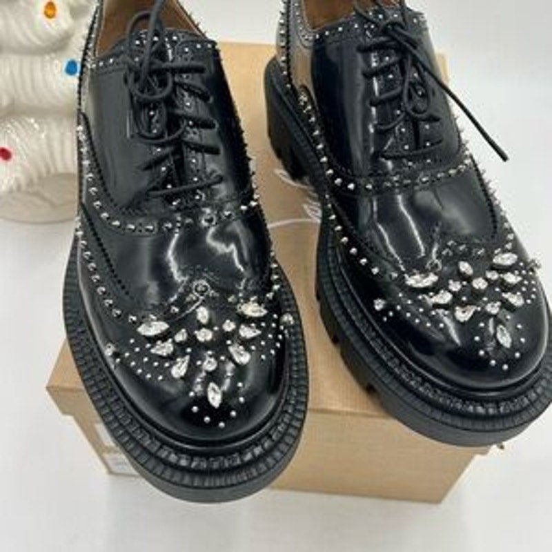 Men's Christian Louboutin college strass embellished Leather Oxford's size 44