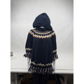Women's RED Valentino Fair Isle Fringe Hooded Poncho Sweater Cape – Size M
