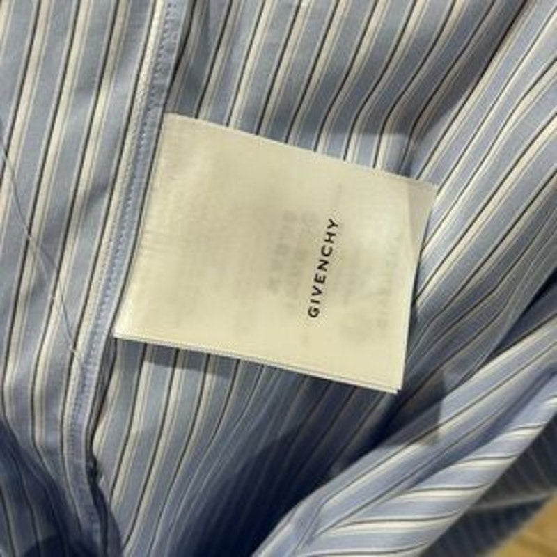 Men's Givenchy crest logo, striped short sleeve cotton Poplin shirt size 43