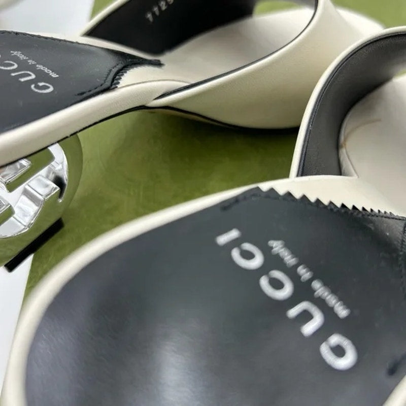 Women's Gucci interlocking G leather sandal size 37.5 made in Italy