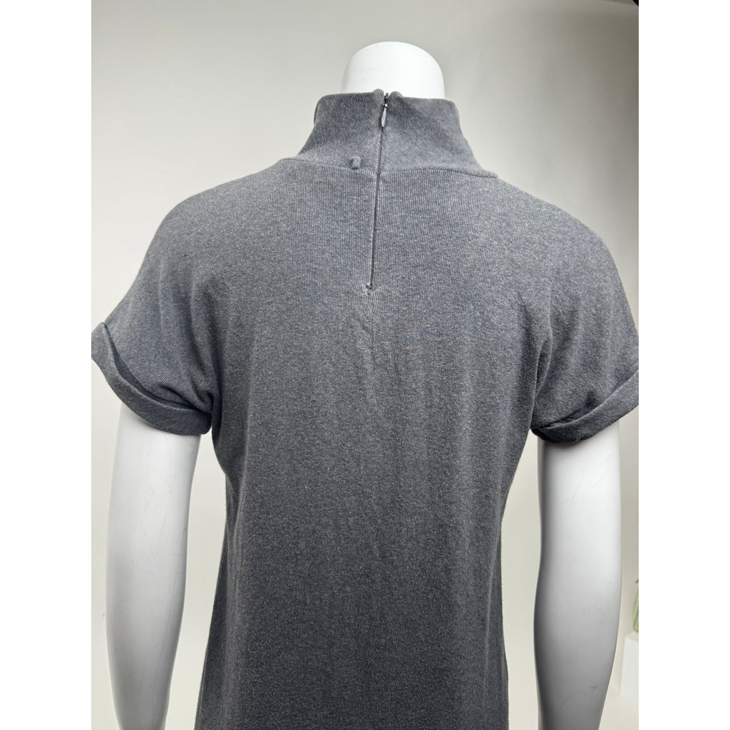 Brunello Cucinelli Grey Knit Mock Turtleneck Mini Dress Size XL Fits Size M