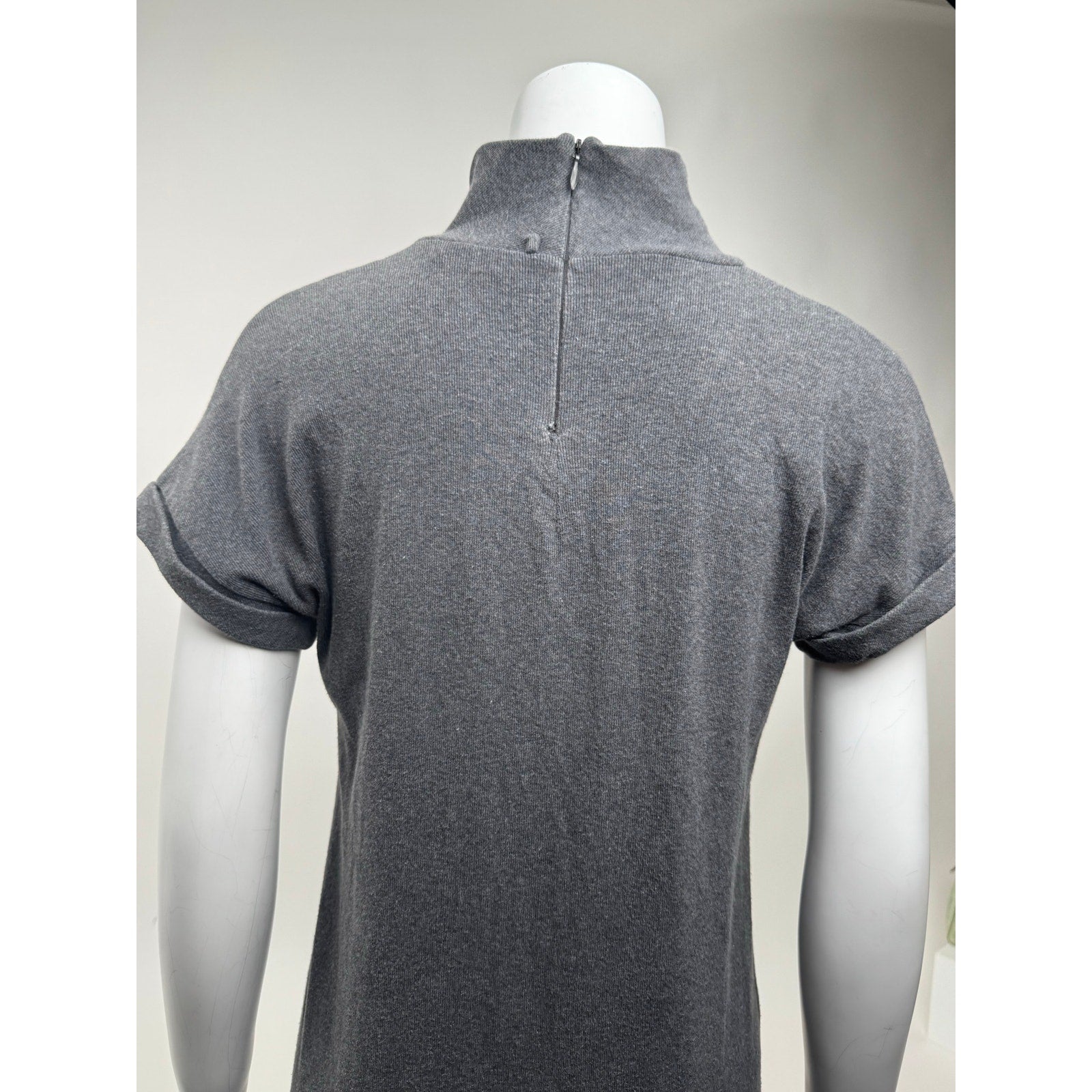 Brunello Cucinelli Grey Knit Mock Turtleneck Mini Dress Size XL Fits Size M