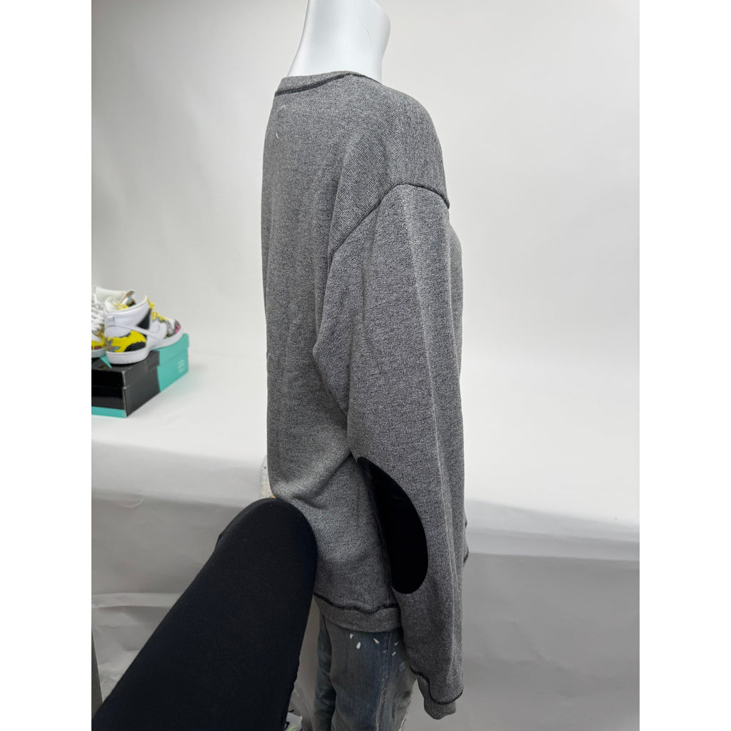 Mens Maison Margiela Wool Blend Leather Elbow Patch Crew Neck Sweatshirt Size 50